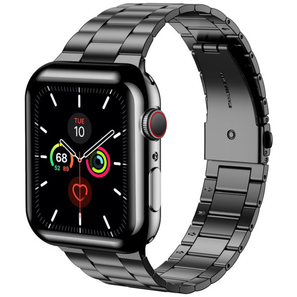 Wolait Compatible with Apple Watch Band 42mm 44mm 45mm 38mm 40mm 41mm with Case, Upgraded Business Stainless Steel Band with Screen Protector Cover for iWatch Series 7/6/SE Series 5/4/3/2/1 (Black, 44mm) 3