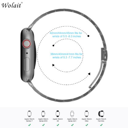 [Upgraded] Wolait Compatible with Apple Watch Band 45mm 44mm 42mm ,Ultra Thin Solid Stainless Steel Band for Apple iWatch SE Series7/ 6/5/4/3/ Men Women,Space Gray 4