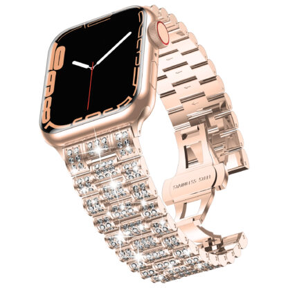 Wolait Compatible With Apple Watch BandWolait Compatible With Apple Watch Band 38/40/41mm, Women Bling Diamond Rhinestone Metal Strap for iWatch All Series,Rose Gold 1