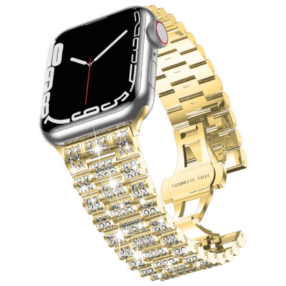 Wolait Compatible With Apple Watch BandWolait Compatible With Apple Watch Band 41/40/38mm, Women Bling Diamond Rhinestone Metal Strap for iWatch All Series,Gold 1