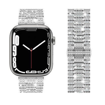 Wolait Compatible With Apple Watch BandWolait Compatible With Apple Watch Band 38/40/41mm, Women Bling Diamond Rhinestone Metal Strap for iWatch All Series,Silver 2