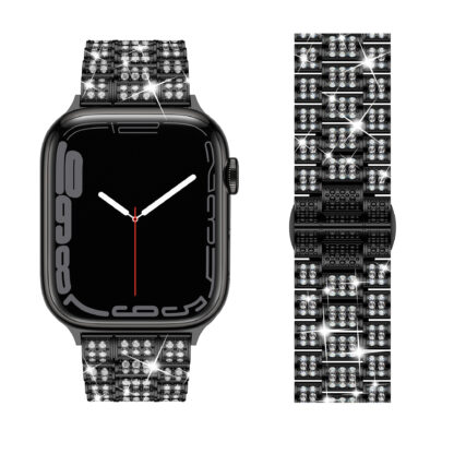Wolait Compatible With Apple Watch BandWolait Compatible With Apple Watch Band 38/40/41mm, Women Bling Diamond Rhinestone Metal Strap for iWatch All Series,Black 2