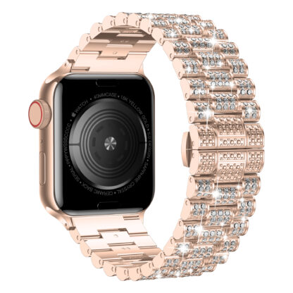 Wolait Compatible With Apple Watch BandWolait Compatible With Apple Watch Band 42/44/45mm, Women Bling Diamond Rhinestone Metal Strap for iWatch All Series,Rose Gold 2