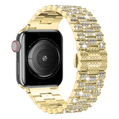 Wolait Compatible With Apple Watch BandWolait Compatible With Apple Watch Band 41/40/38mm, Women Bling Diamond Rhinestone Metal Strap for iWatch All Series,Gold 3