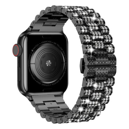 Wolait Compatible With Apple Watch BandWolait Compatible With Apple Watch Band 38/40/41mm, Women Bling Diamond Rhinestone Metal Strap for iWatch All Series,Black 3