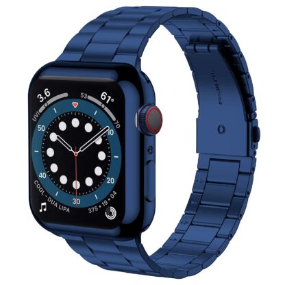 Wolait Compatible with Apple Watch Band 42mm 44mm 45mm 38mm 40mm 41mm with Case, Upgraded Business Stainless Steel Band with Screen Protector Cover for iWatch Series 7/6/SE Series 5/4/3/2/1,40mm Blue 4