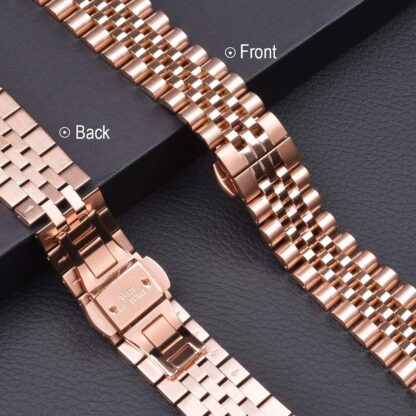 Wolait Compatible with Apple Watch Band 41mm 40mm 38mm, Stainless Steel Heavy Band with Butterfly Folding Clasp Link Bracelet for iWatch Series 7/6/SE Series 5/4/3/Men Women,Rose Gold 4