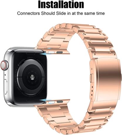 Wolait Metal Band Compatible with Apple Watch 45mm 44mm 42mm, Upgraded Stainless Steel Business Replacement Band for Series7/ 6/SE/5/4/3 Women Men- Rose Gold Visit the Wolait Store 2