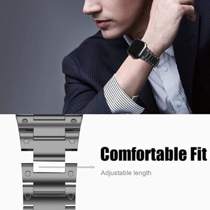 Wolait Metal Band Compatible with Apple Watch 41mm 40mm 38mm, Upgraded Stainless Steel Business Replacement Band for Series 7/6/SE/5/4/3/ Women Men-Space Grey 4