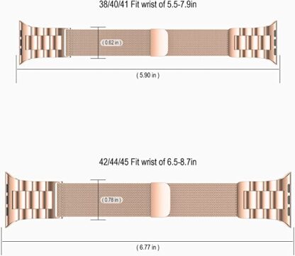 Wolait Stainless Steel Band Compatible with Apple Watch 45mm 44mm 42mm 41mm 40mm 38mm,Upgraded Metal Mesh Adjustable Magnetic Loop Replacement Bands for iWatch Series 7/6/5/4/3/SE-41mm /40mm/ 38mm Rose Gold 4