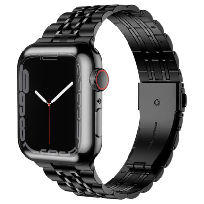 Wolait Compatible with Apple Watch Band 45mm with Case,Upgraded Stainless Steel Metal Business Band with Screen Protector for iWatch Series 7/SE Series 6/5/4/3/2/1,Black Band +Black Case 2