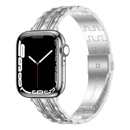 Wolait Thin Metal Band Compatible with Apple Watch 41mm 40mm 38mm , Slim Narrow Stainless Steel Band for iWatch Series 7/6/SE Series 5/4/3/2/1 Women-Silver 1