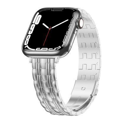 Wolait Thin Metal Band Compatible with Apple Watch 41mm 40mm 38mm , Slim Narrow Stainless Steel Band for iWatch Series 7/6/SE Series 5/4/3/2/1 Women-Silver 2
