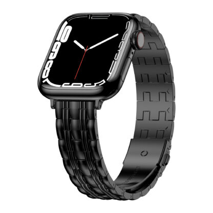 Wolait Thin Metal Band Compatible with Apple Watch 41mm 40mm 38mm , Slim Narrow Stainless Steel Band for iWatch Series 7/6/SE Series 5/4/3/2/1 Women-Black 2
