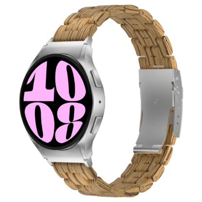 Wolait Compatible with Galaxy Watch 6 5 4 Bands 44mm 40mm Men Women,Wooden Band Compatible for Galaxy Watch 6 Classic Band 47mm 43mm-Zebra wood 1