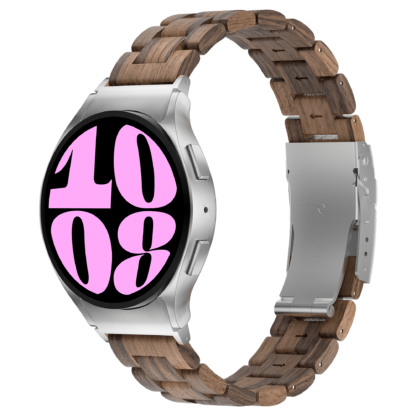 Wolait Compatible with Galaxy Watch 6 5 4 Bands 44mm 40mm Men Women,Wooden Band Compatible for Galaxy Watch 6 Classic Band 47mm 43mm-Walnut Wood 1