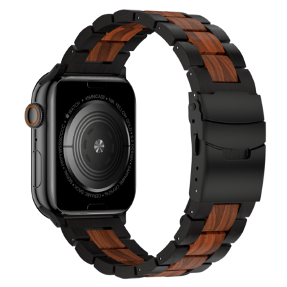 wolait Compatible with Apple Ultra Watch Band 49mm 45mm 44mm 42mm,Lightweight Wooden Band for iWatch Ultra 2 Band SE/Series 9/8/7/6/5/4/3/2/1men women-Dark Ebony wood+Red Sandalwood 2