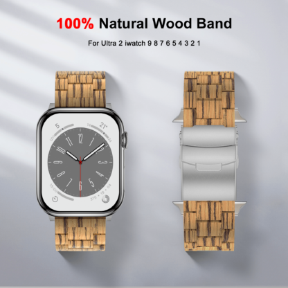 Wolait Compatible with Apple Ultra Watch Band 49mm 45mm 44mm 42mm,Lightweight Wooden Band for iWatch Ultra 2 Band SE/Series 9/8/7/6/5/4/3/2/1men women-Zebra wood 4