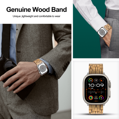 Wolait Compatible with Apple Ultra Watch Band 49mm 45mm 44mm 42mm,Lightweight Wooden Band for iWatch Ultra 2 Band SE/Series 9/8/7/6/5/4/3/2/1men women-Zebra wood 7