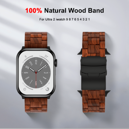 Wolait Compatible with Apple Ultra Watch Band 49mm 45mm 44mm 42mm,Lightweight Wooden Band for iWatch Ultra 2 Band SE/Series 9/8/7/6/5/4/3/2/1men women-Red Sandalwood 3