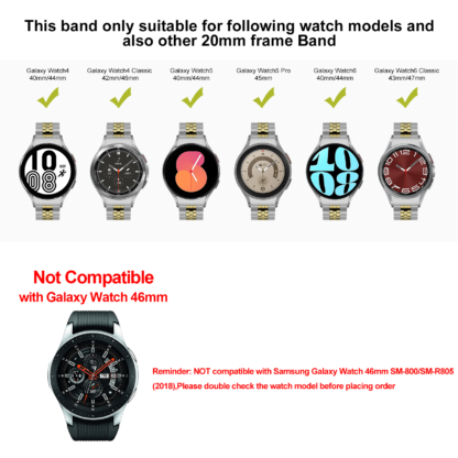 Wolait Compatible with Galaxy Watch 6 Classic Bands 47mm 43mm, Stainless Steel Metal Replacement Band for Samsung Galaxy Watch 6/5/4 Band 40mm 44mm/Samsung Galaxy Watch 5 Band Pro 45mm- Silver/Gold with Upgraded Connector 4