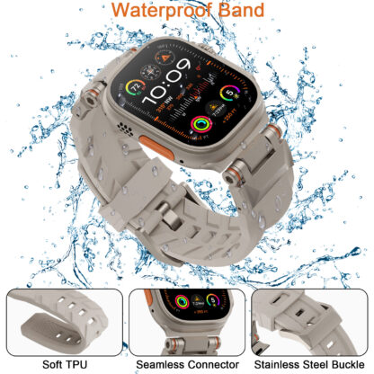 Wolait Compatible for Apple Watch Ultra Band,Rugged Sport Band for Apple Watch Ultra 2/Apple Watch Ultra Band 49mm 45mm 44mm 42mm Series 9/8/SE2/7/6/SE/5/4/3/2/1 Men-Starlight 4