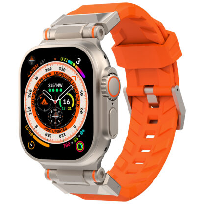 Wolait Compatible for Apple Watch Ultra Band,Rugged Sport Band for Apple Watch Ultra 2/Apple Watch Ultra Band 49mm 45mm 44mm 42mm Series 9/8/SE2/7/6/SE/5/4/3/2/1 Men-Orange 1