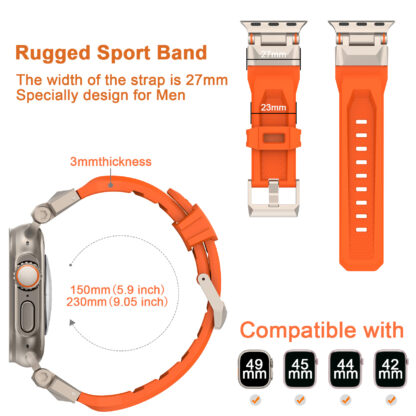 Wolait Compatible for Apple Watch Ultra Band,Rugged Sport Band for Apple Watch Ultra 2/Apple Watch Ultra Band 49mm 45mm 44mm 42mm Series 9/8/SE2/7/6/SE/5/4/3/2/1 Men-Orange 3