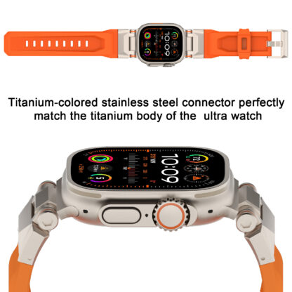 Wolait Compatible for Apple Watch Ultra Band,Rugged Sport Band for Apple Watch Ultra 2/Apple Watch Ultra Band 49mm 45mm 44mm 42mm Series 9/8/SE2/7/6/SE/5/4/3/2/1 Men-Orange 5