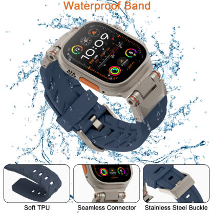 Wolait Compatible for Apple Watch Ultra Band,Rugged Sport Band for Apple Watch Ultra 2/Apple Watch Ultra Band 49mm 45mm 44mm 42mm Series 9/8/SE2/7/6/SE/5/4/3/2/1 Men-Blue 4