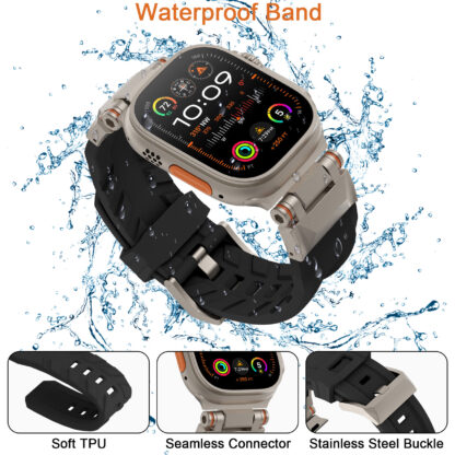 Wolait Compatible for Apple Watch Ultra Band,Rugged Sport Band for Apple Watch Ultra 2/Apple Watch Ultra Band 49mm 45mm 44mm 42mm Series 9/8/SE2/7/6/SE/5/4/3/2/1 Men-Black 4